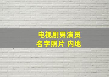 电视剧男演员名字照片 内地